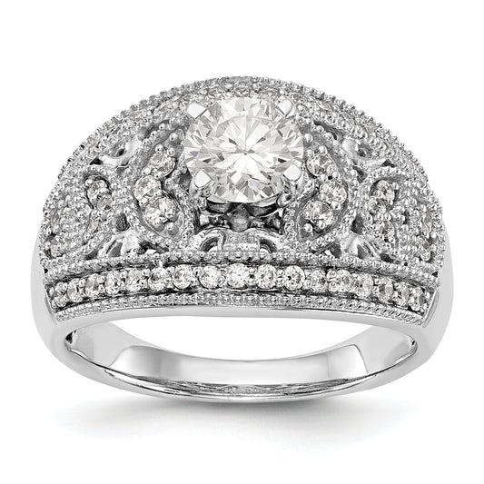 14K White Gold Peg Set Diamond Engagement Ring