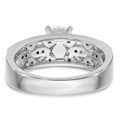 14K White Gold Diamond Peg Set CZ Engagement Ring