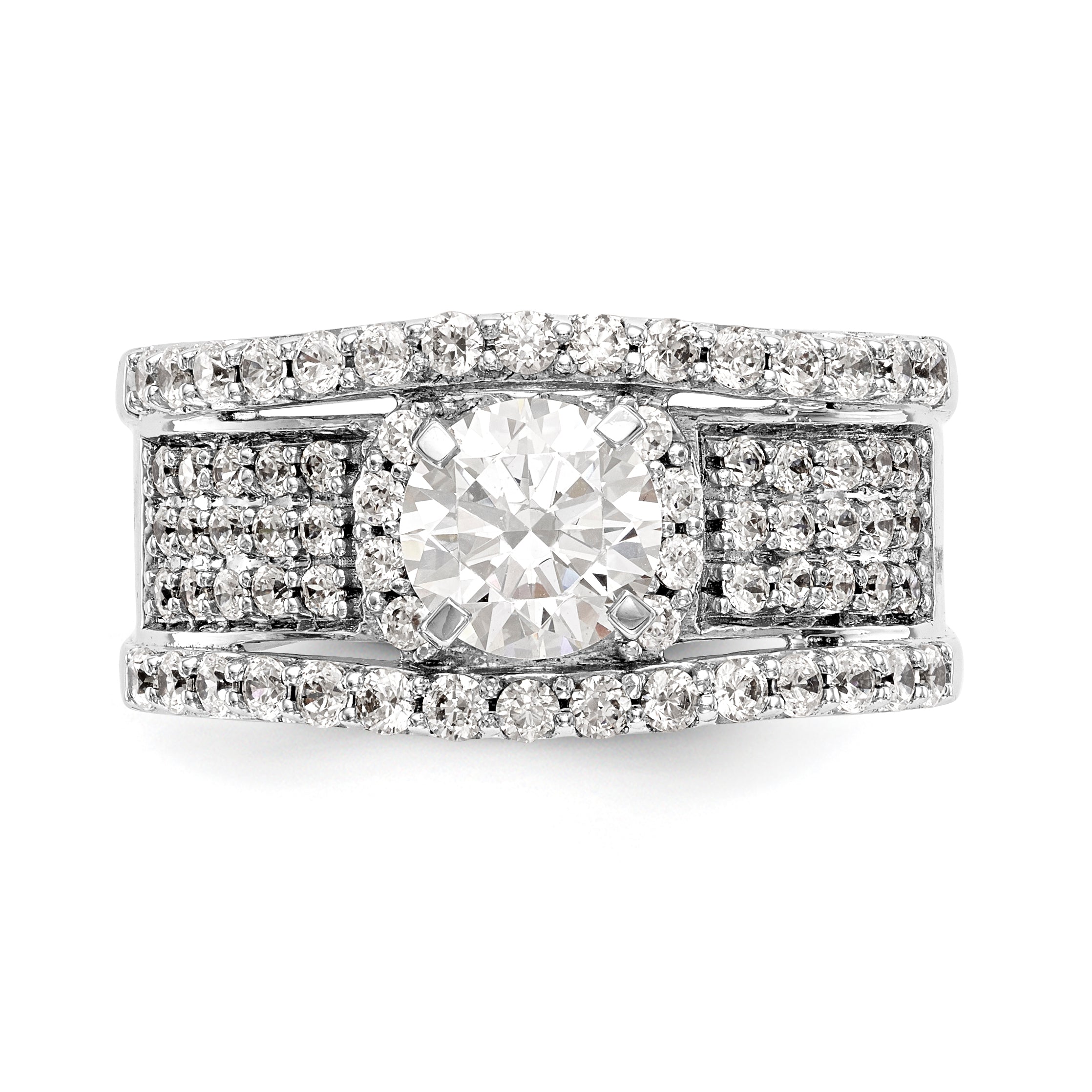 14K White Gold Peg Set Diamond Engagement Ring