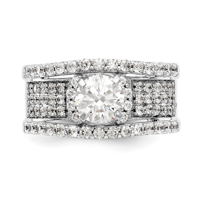 14K White Gold Peg Set Diamond Engagement Ring