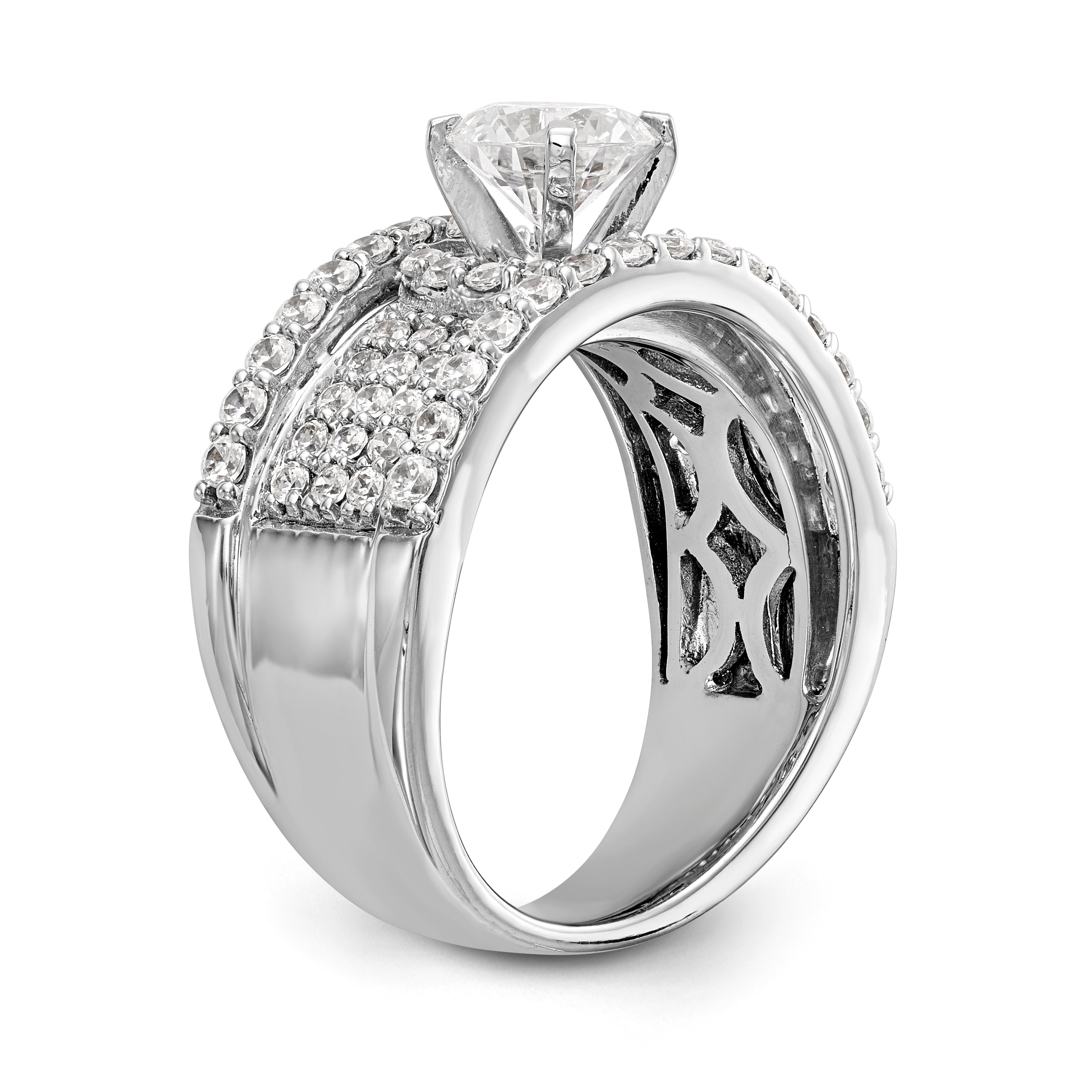 14K White Gold Peg Set Diamond Engagement Ring