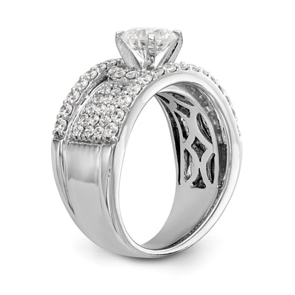 14K White Gold Peg Set Diamond Engagement Ring