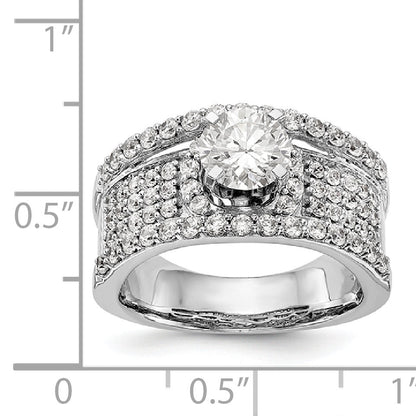 14K White Gold Peg Set Diamond Engagement Ring