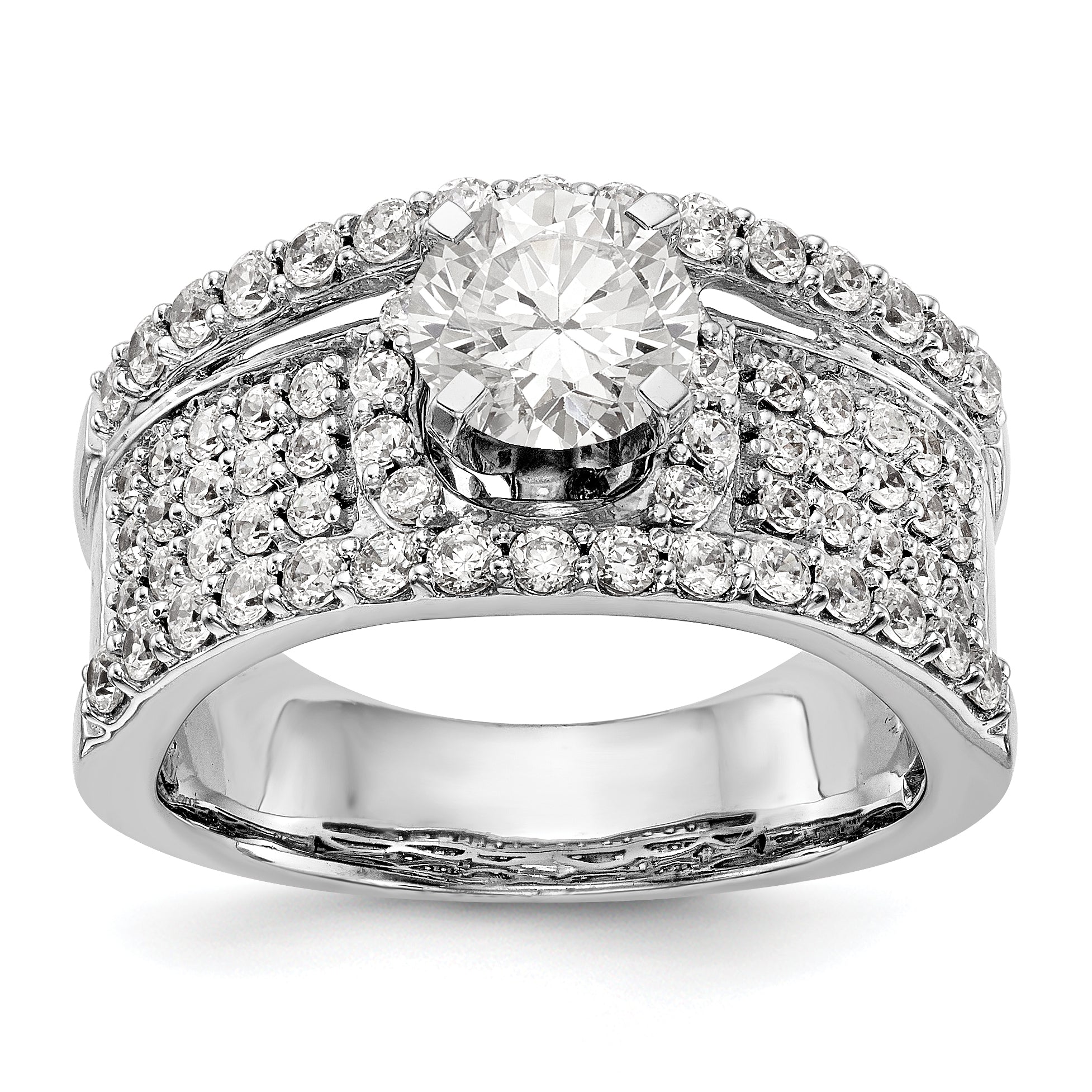 14K White Gold Peg Set Diamond Engagement Ring