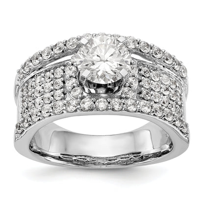 14K White Gold Peg Set Diamond Engagement Ring