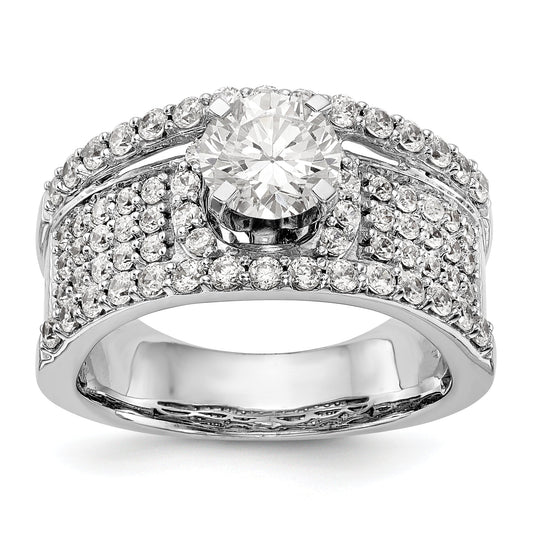 14K White Gold Peg Set Diamond Engagement Ring