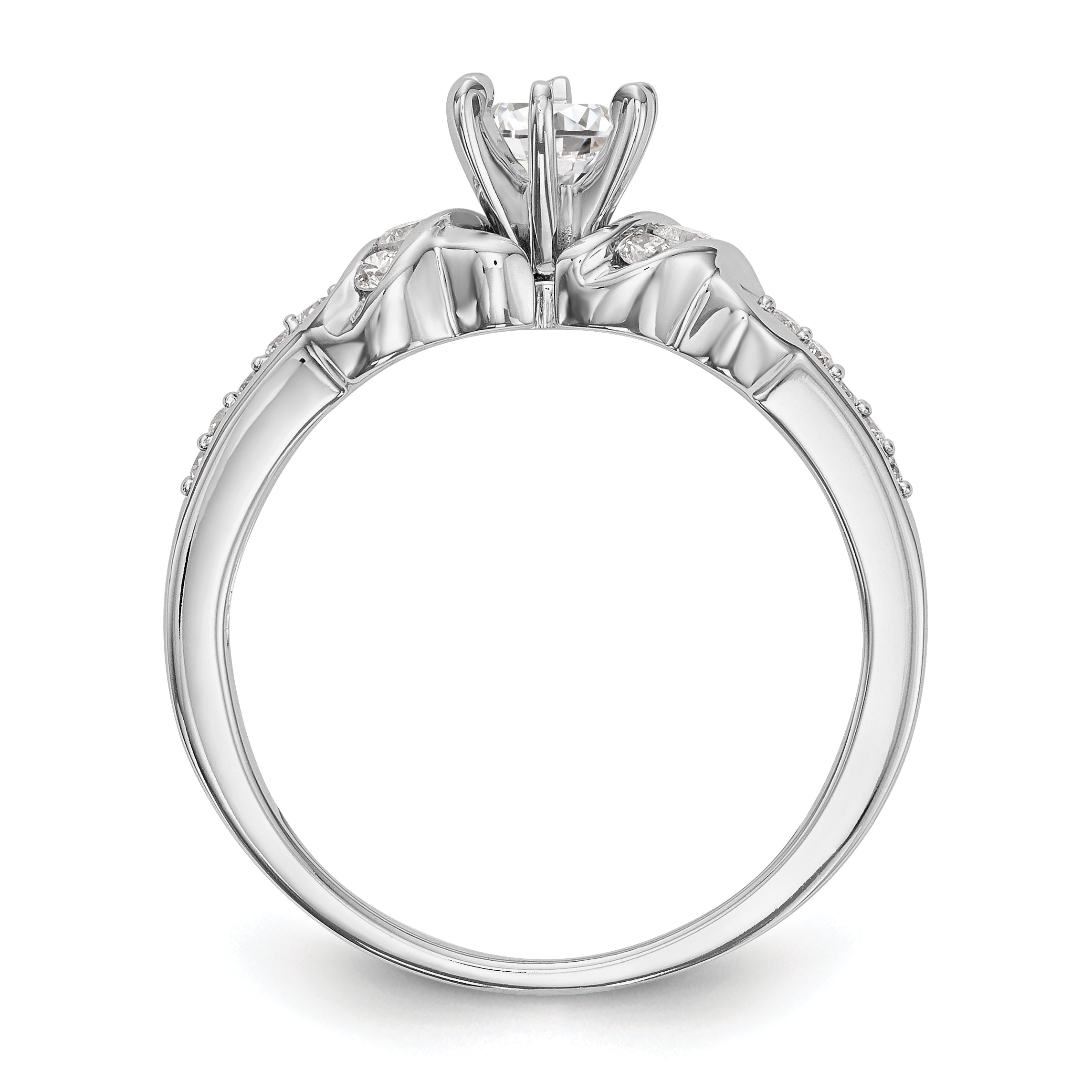 14K White Gold Diamond Peg Set CZ Engagement Ring