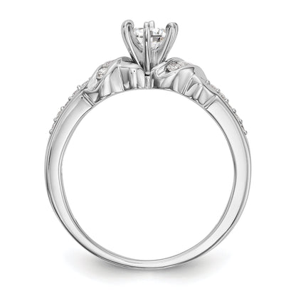 14K White Gold Diamond Peg Set CZ Engagement Ring