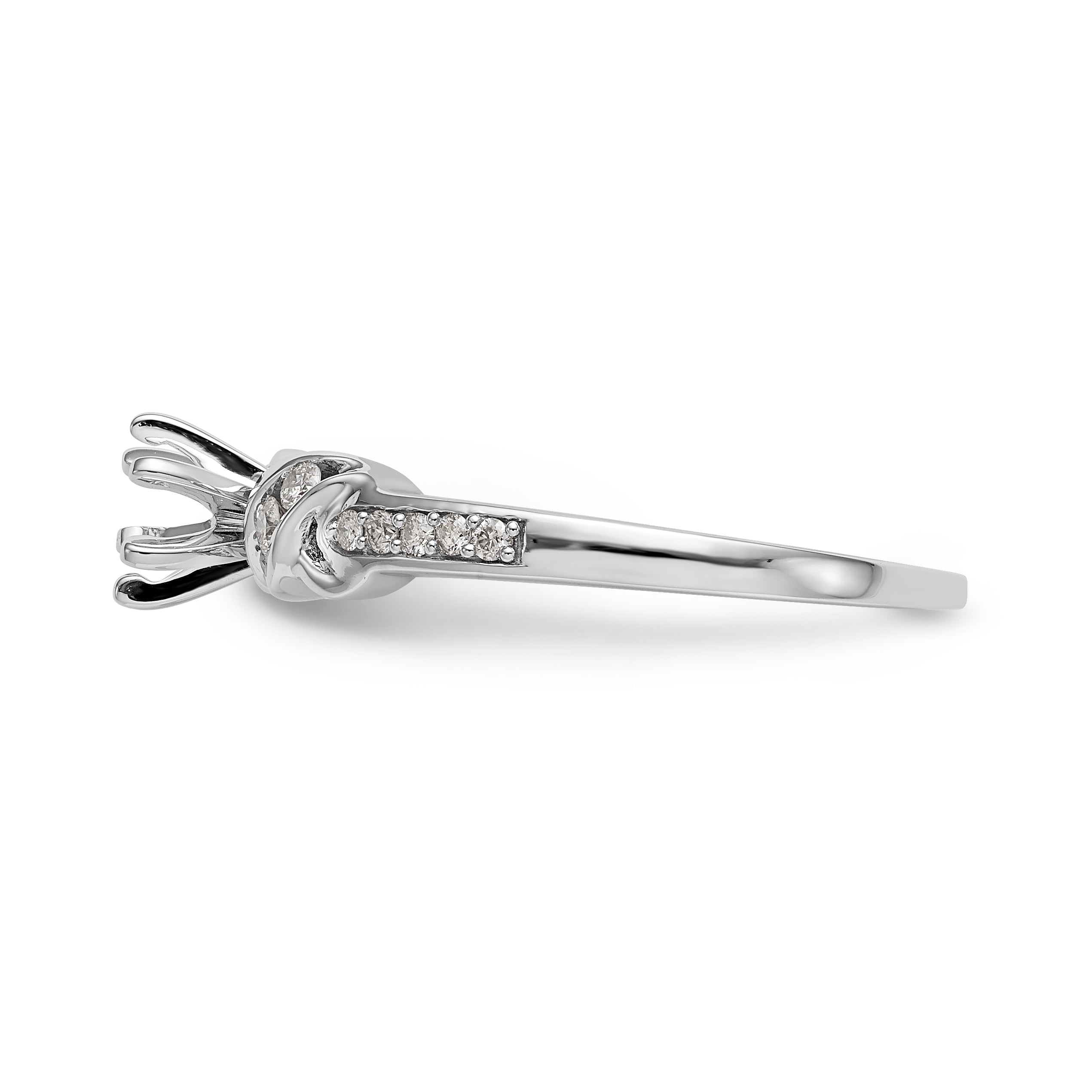 14K White Gold Diamond Peg Set CZ Engagement Ring