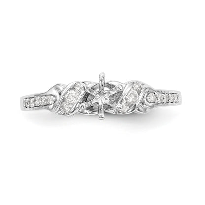 14K White Gold Diamond Peg Set CZ Engagement Ring