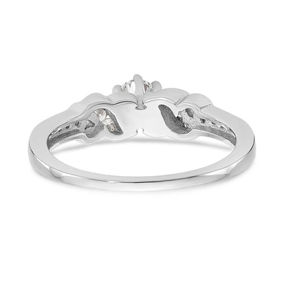 14K White Gold Diamond Peg Set CZ Engagement Ring