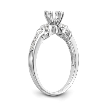 14K White Gold Diamond Peg Set CZ Engagement Ring
