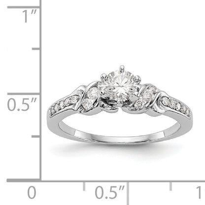 14K White Gold Diamond Peg Set CZ Engagement Ring