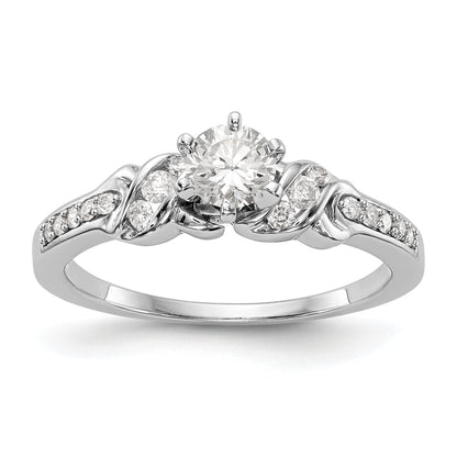 14K White Gold Diamond Peg Set CZ Engagement Ring
