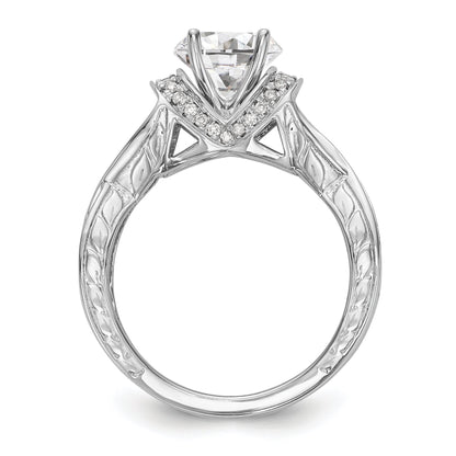 14K White Gold Diamond Peg Set CZ Engagement Ring