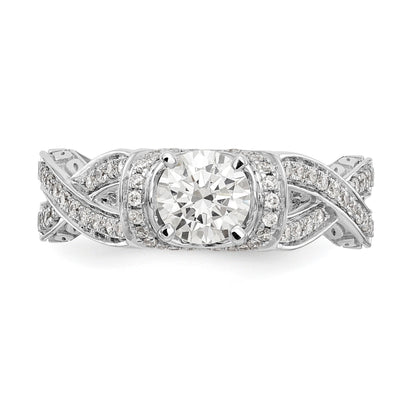 14K White Gold Diamond Peg Set CZ Engagement Ring