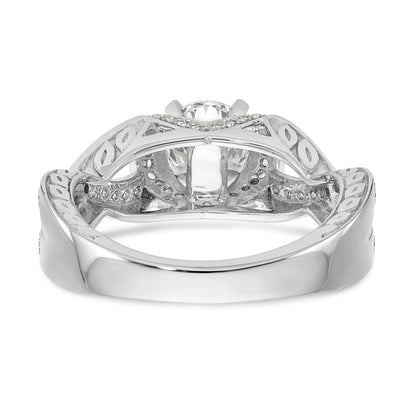 14K White Gold Diamond Peg Set CZ Engagement Ring