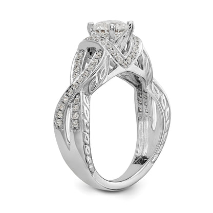 14K White Gold Diamond Peg Set CZ Engagement Ring