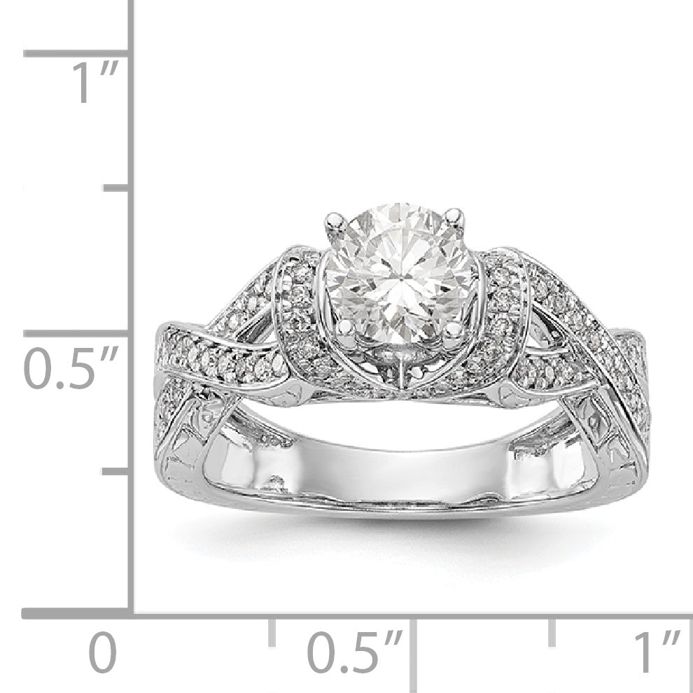 14K White Gold Diamond Peg Set CZ Engagement Ring