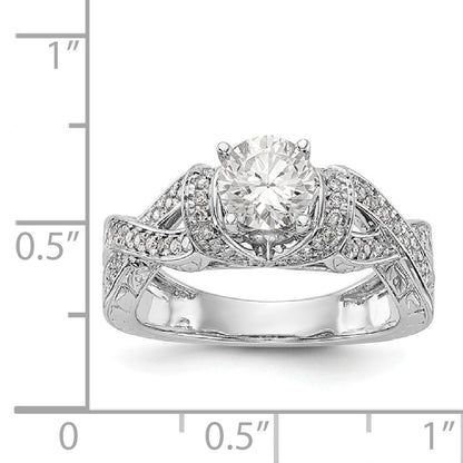 14K White Gold Diamond Peg Set CZ Engagement Ring