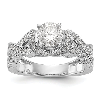 14K White Gold Diamond Peg Set CZ Engagement Ring