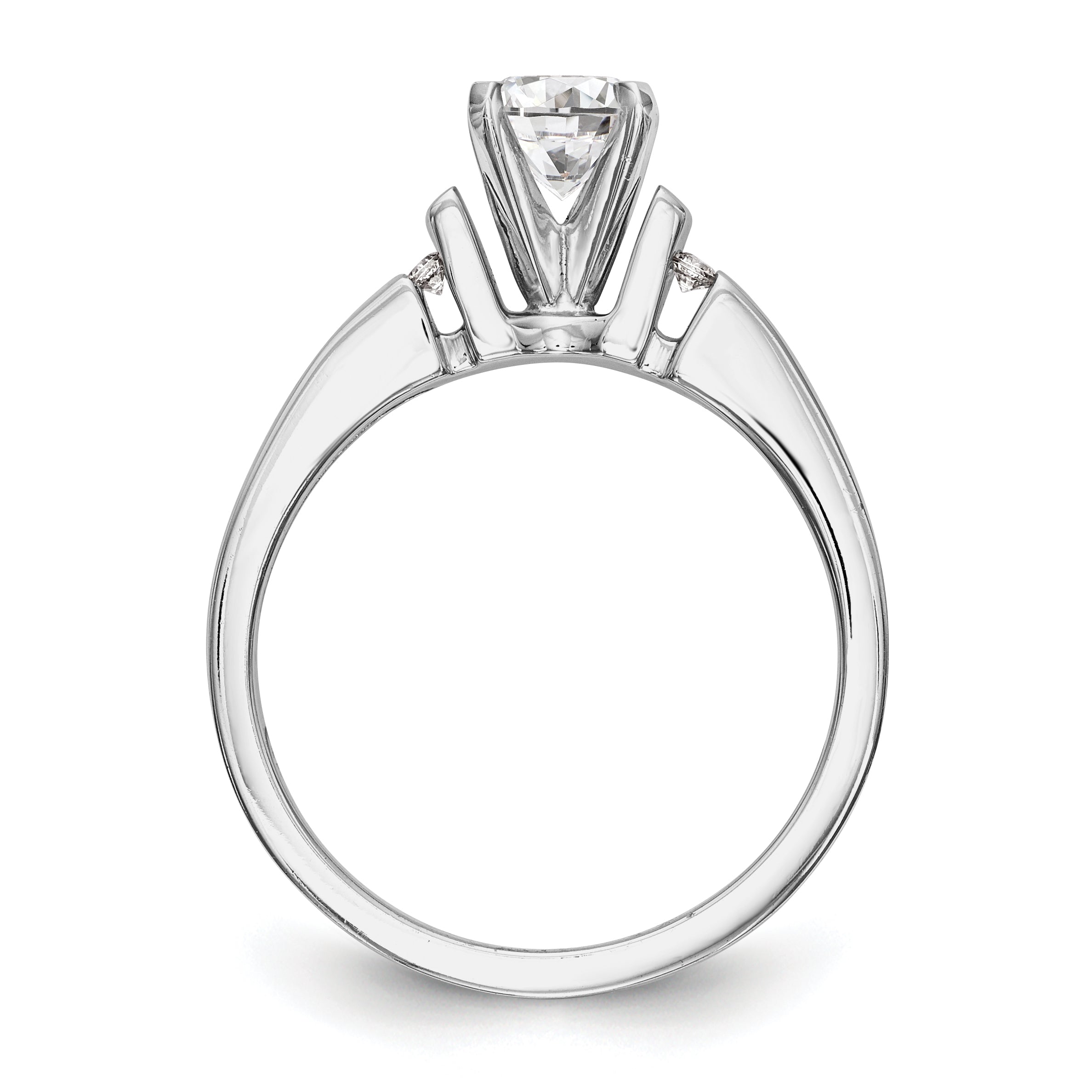 14K White Gold Diamond Peg Set CZ Engagement Ring