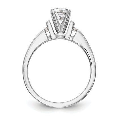 14K White Gold Diamond Peg Set CZ Engagement Ring