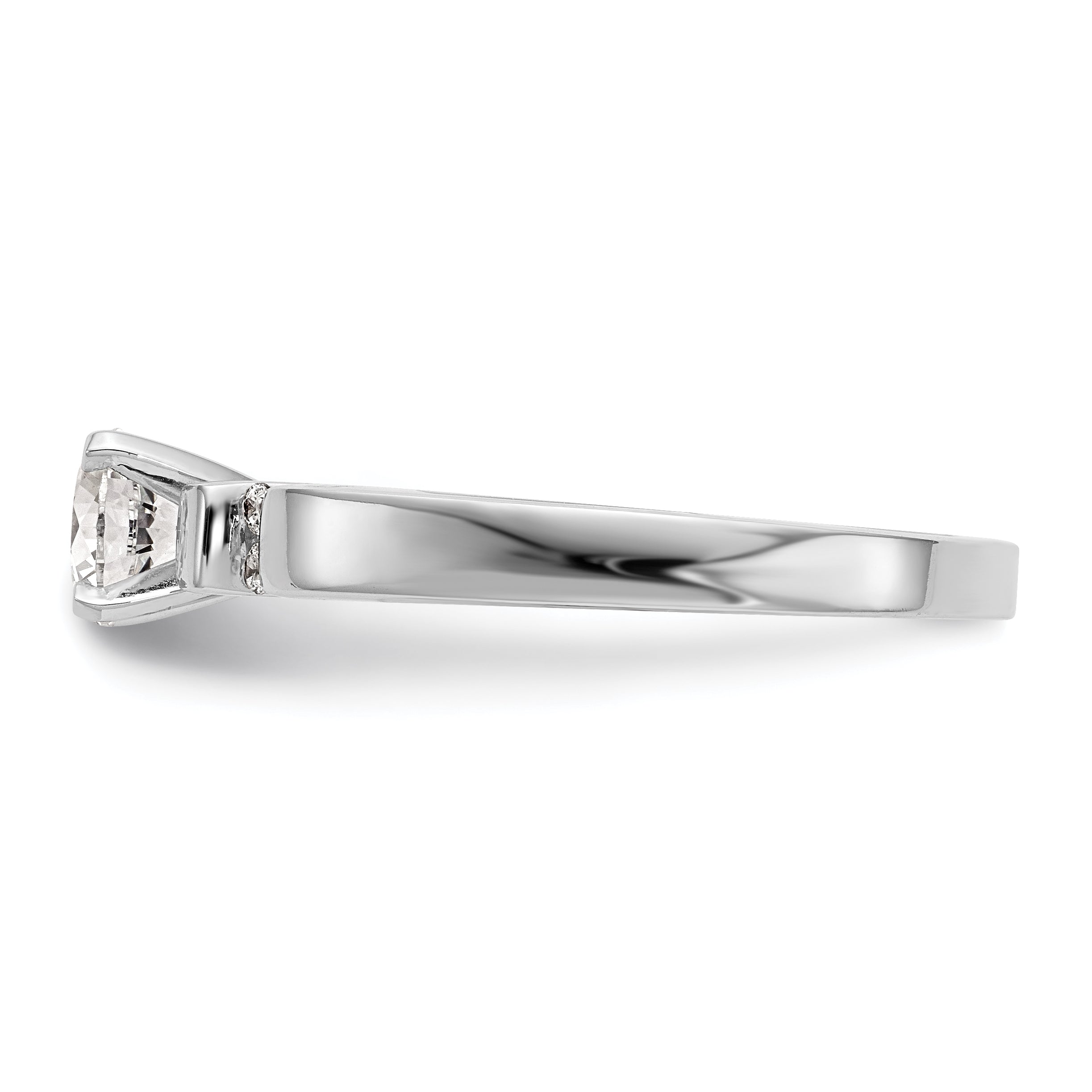 14K White Gold Diamond Peg Set CZ Engagement Ring
