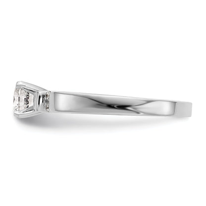 14K White Gold Diamond Peg Set CZ Engagement Ring