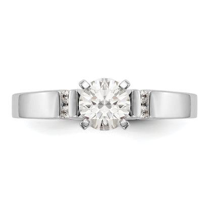 14K White Gold Diamond Peg Set CZ Engagement Ring