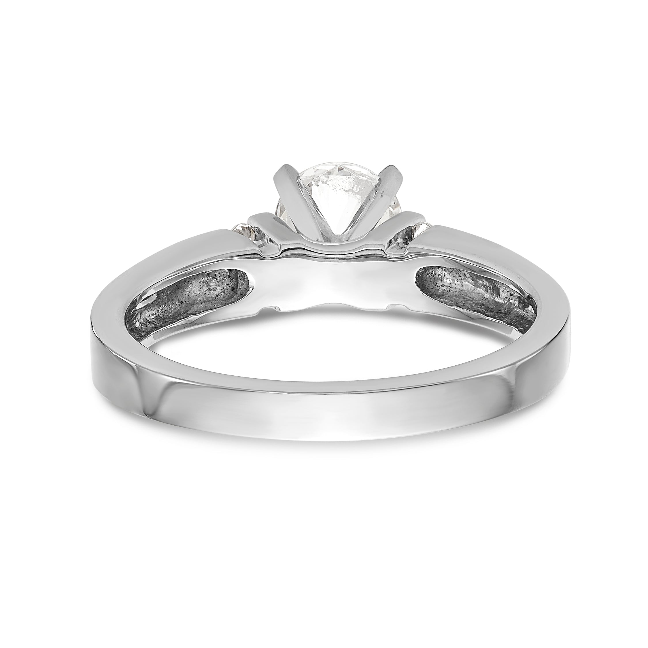 14K White Gold Diamond Peg Set CZ Engagement Ring