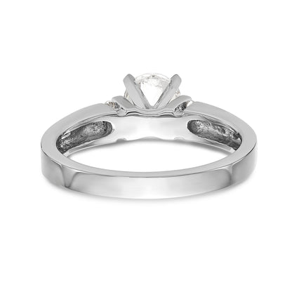 14K White Gold Diamond Peg Set CZ Engagement Ring