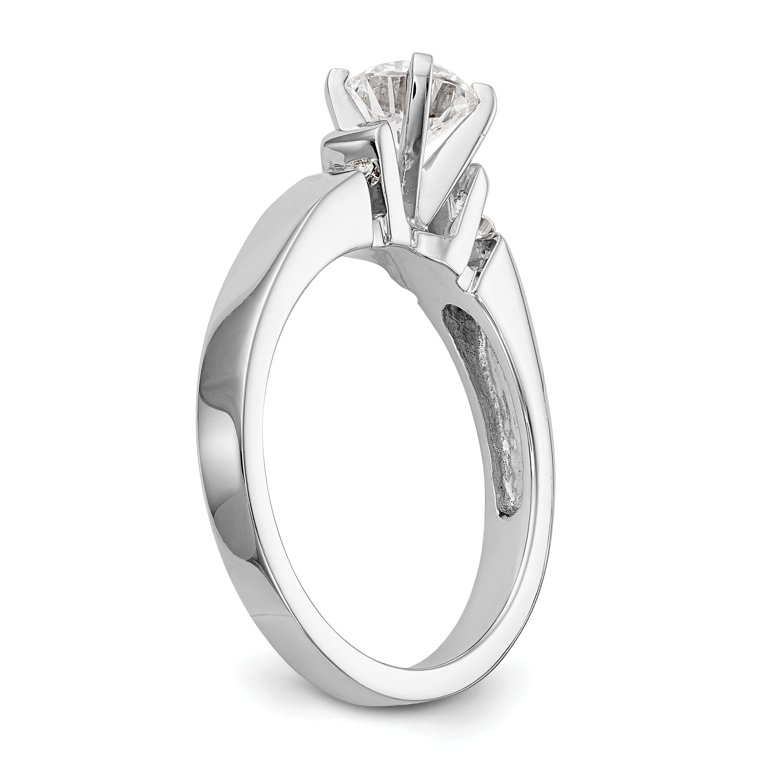 14K White Gold Diamond Peg Set CZ Engagement Ring