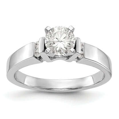 14K White Gold Diamond Peg Set CZ Engagement Ring