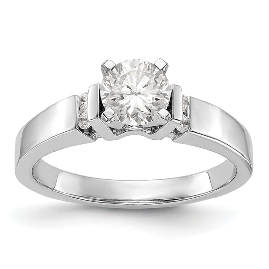 14K White Gold Diamond Peg Set CZ Engagement Ring