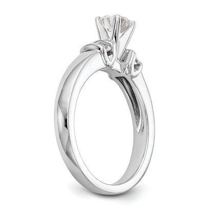 14K White Gold Diamond Peg Set CZ Engagement Ring