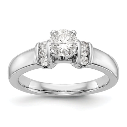 14K White Gold Diamond Peg Set CZ Engagement Ring