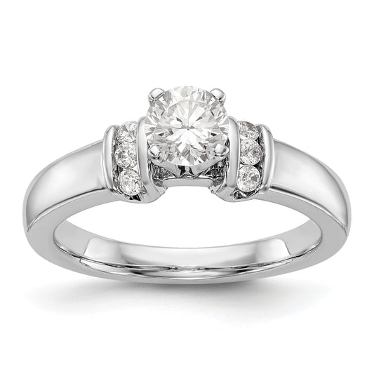 14K White Gold Diamond Peg Set CZ Engagement Ring