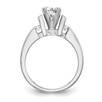 14K White Gold Diamond Peg Set CZ Engagement Ring