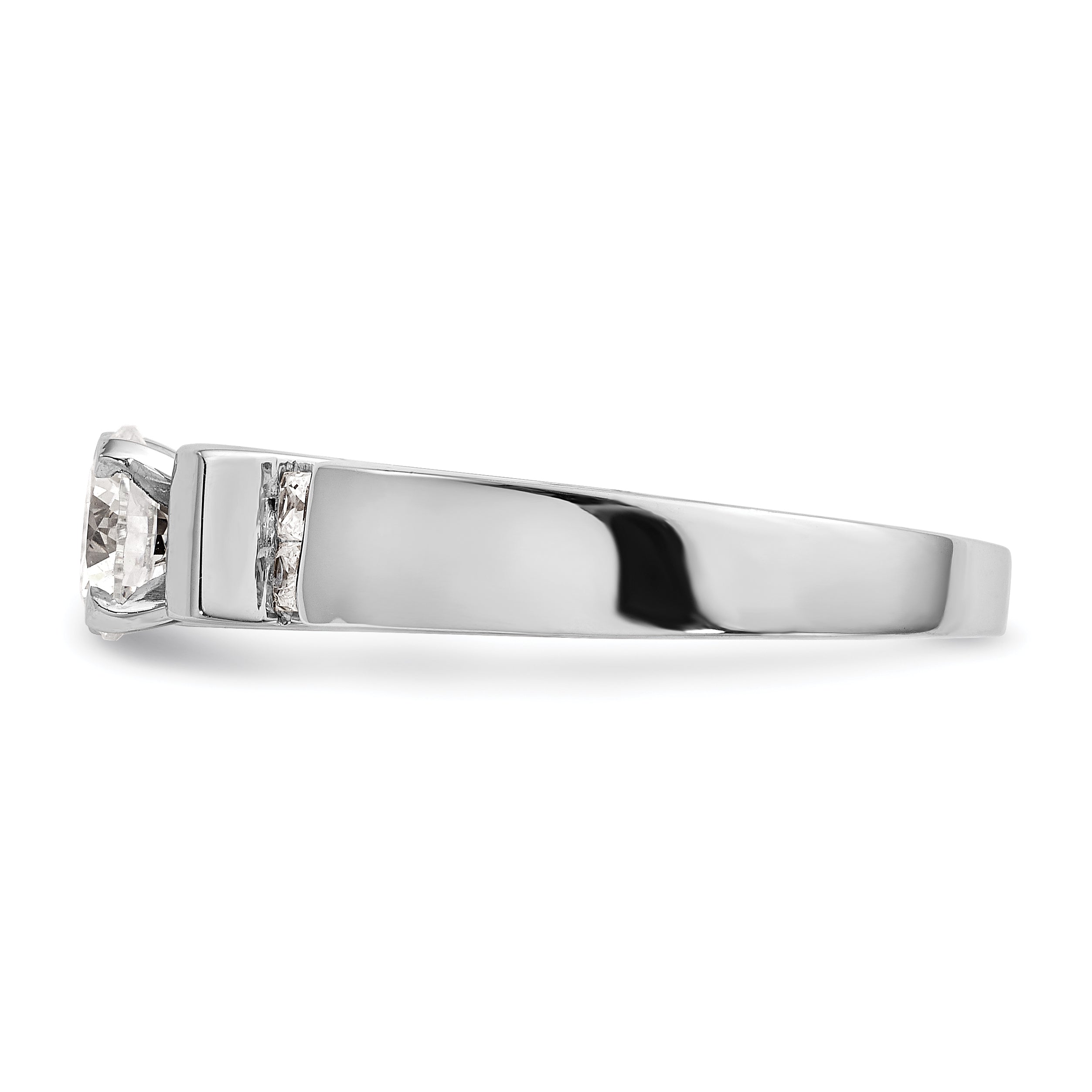 14K White Gold Diamond Peg Set CZ Engagement Ring