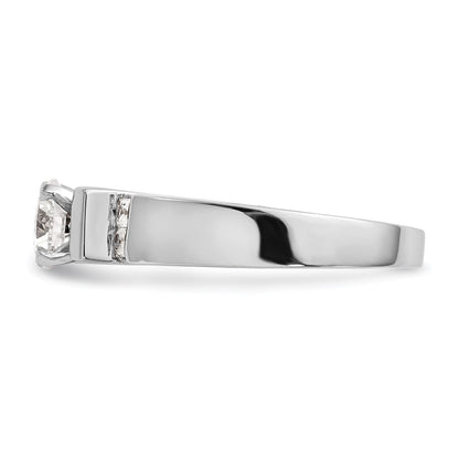 14K White Gold Diamond Peg Set CZ Engagement Ring
