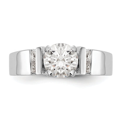 14K White Gold Diamond Peg Set CZ Engagement Ring