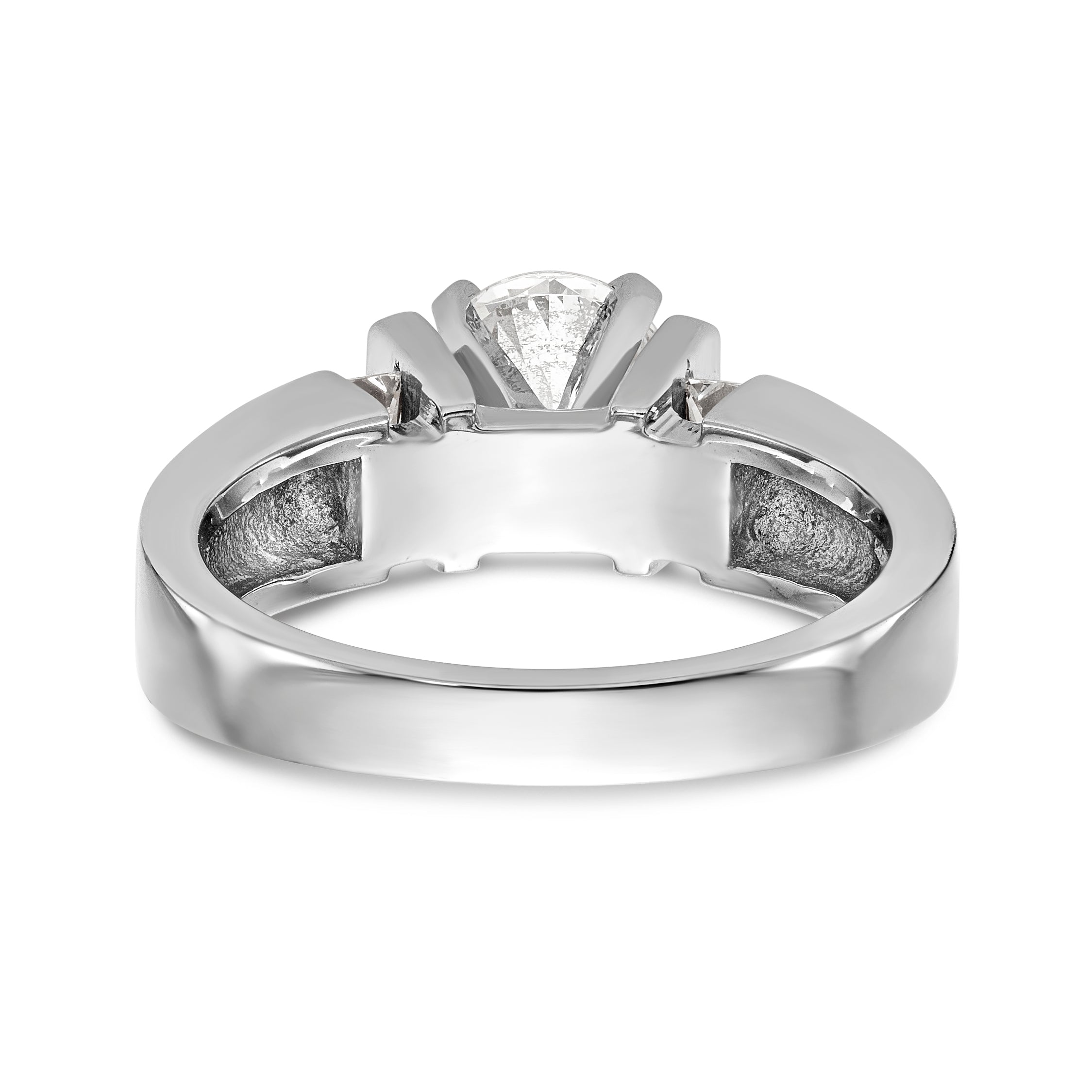 14K White Gold Diamond Peg Set CZ Engagement Ring