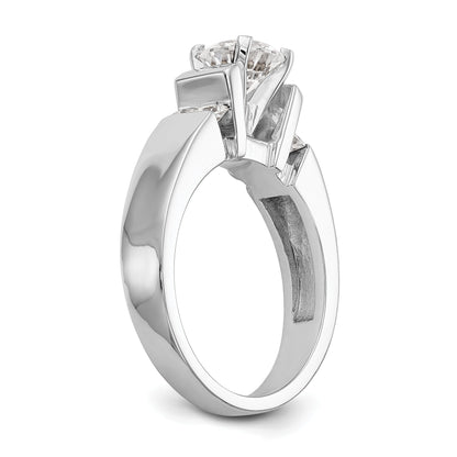 14K White Gold Diamond Peg Set CZ Engagement Ring
