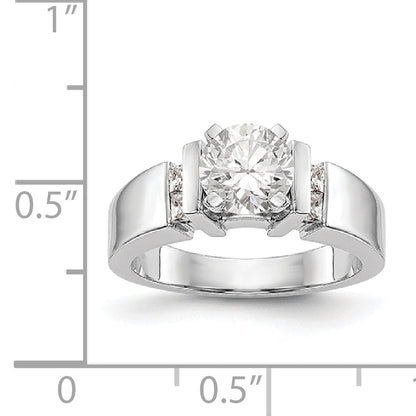14K White Gold Diamond Peg Set CZ Engagement Ring