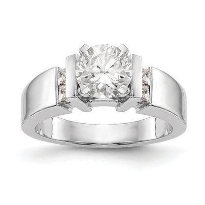 14K White Gold Diamond Peg Set CZ Engagement Ring
