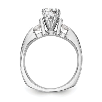 14K White Gold Diamond Peg Set CZ Engagement Ring