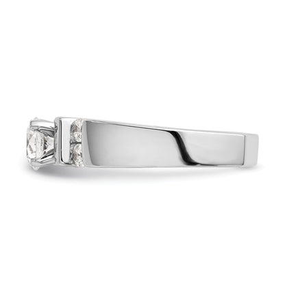 14K White Gold Diamond Peg Set CZ Engagement Ring