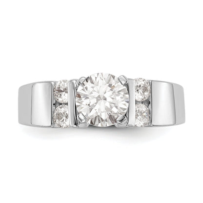 14K White Gold Diamond Peg Set CZ Engagement Ring