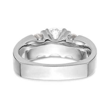 14K White Gold Diamond Peg Set CZ Engagement Ring